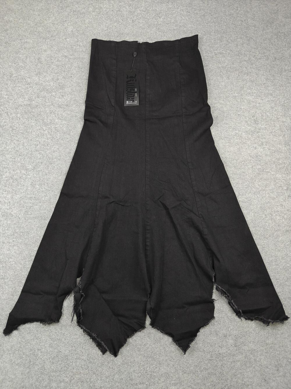 KILLSTAR Skirt Womens XL Black Maxi Asymmetric Zipper Beaded Twill Gothic